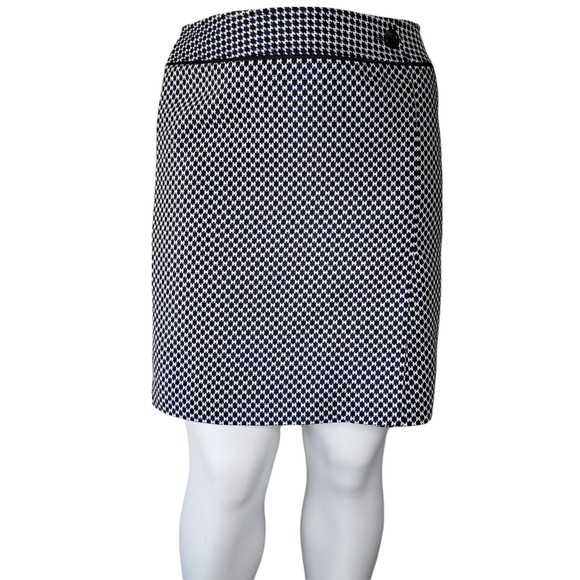 Ann Taylor | Blue Black White Geometric Patterned Pencil Skirt Women's Plus 16 - Picture 1 of 6